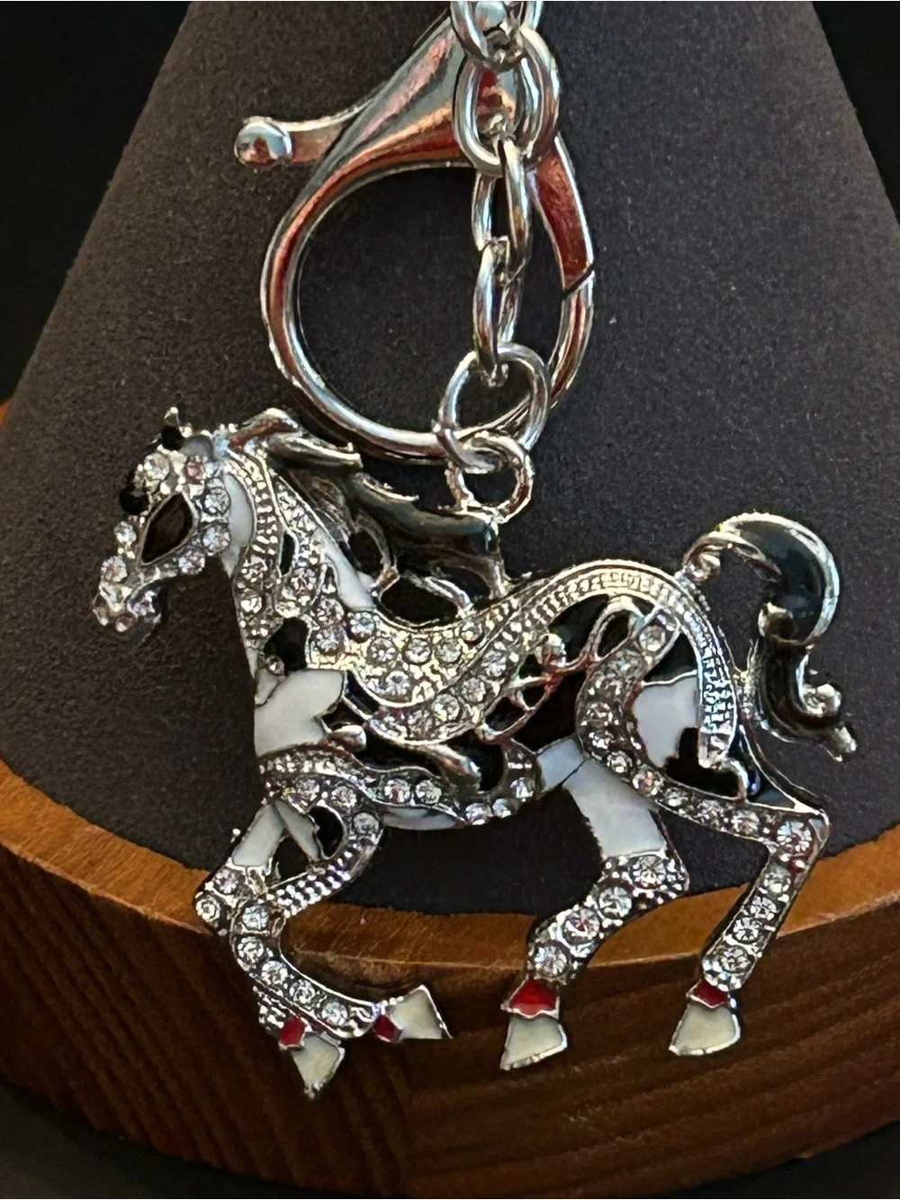 Gold or Silver Hardware w/Colorful Crystal Trotting Horse 🐎 Bag Charm Keychain